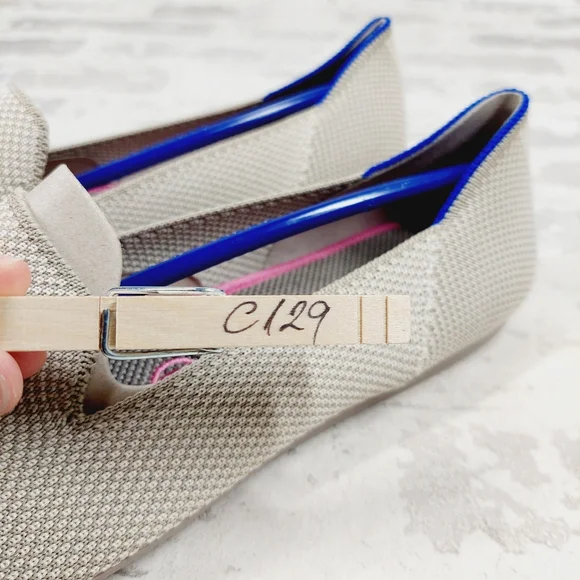 New Rothy's The Flat Cream Knit Round Toe Slip On Loafers C129